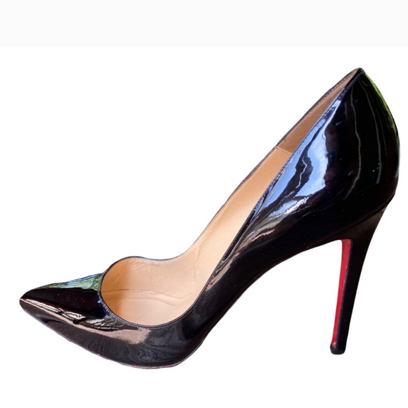 Christian Louboutin Shoes - Christian Louboutin Black Patent Leather Heels Pointed Toe Stiletto Size 10